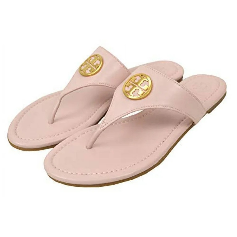 Tory Burch-Benton Flat Thong-Sea Shell Pink/Gold-Size 10.5 -Great condition - Picture 2 of 10